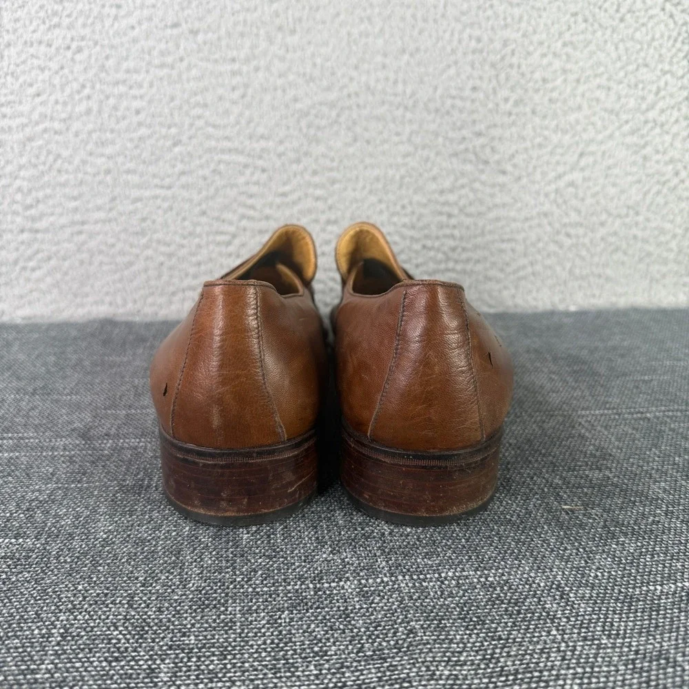Pino Giardini‎ Penny Loafers Mens 10 Brown Leather Artisan Made Italy Square Toe